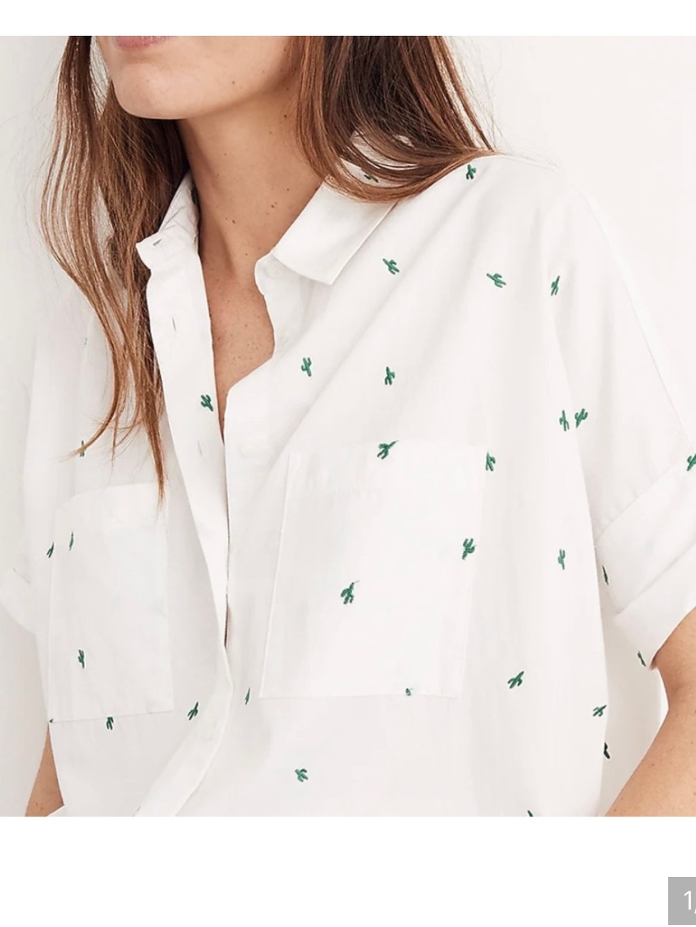Madewell button down with cactus embroidery